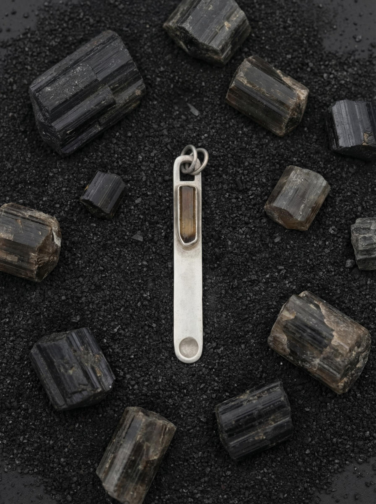Natural Brown Dravite Tourmaline Wand Pendant, 925 Silver Spoon Design, High Shine Finish, Round Bail, Root Chakra Crystal, Grounding Gift