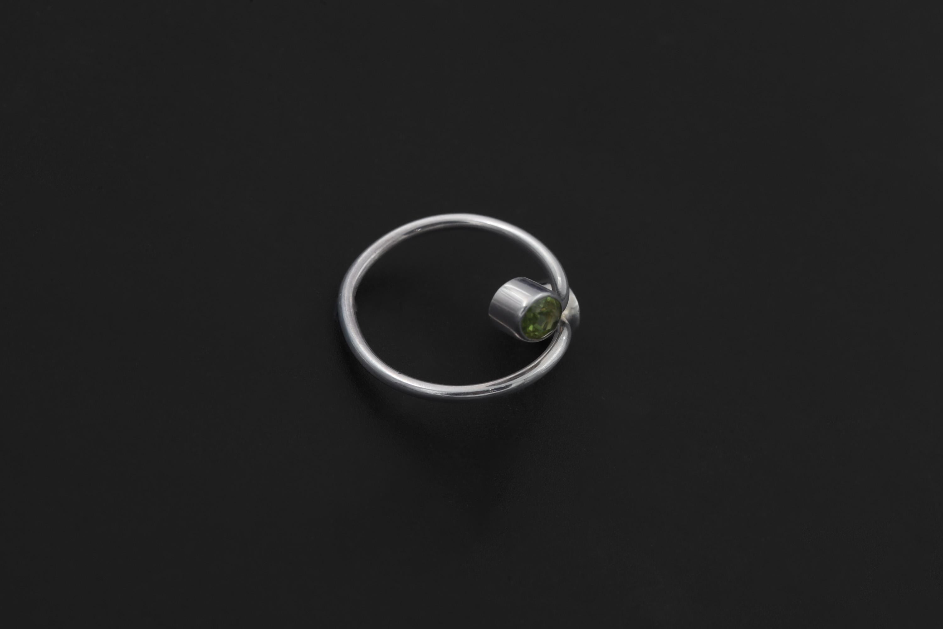 Green Peridot Silver Ring 925 Sterling Adjustable Open Band Two Stone Minimalist Gemstone Jewelry Gift