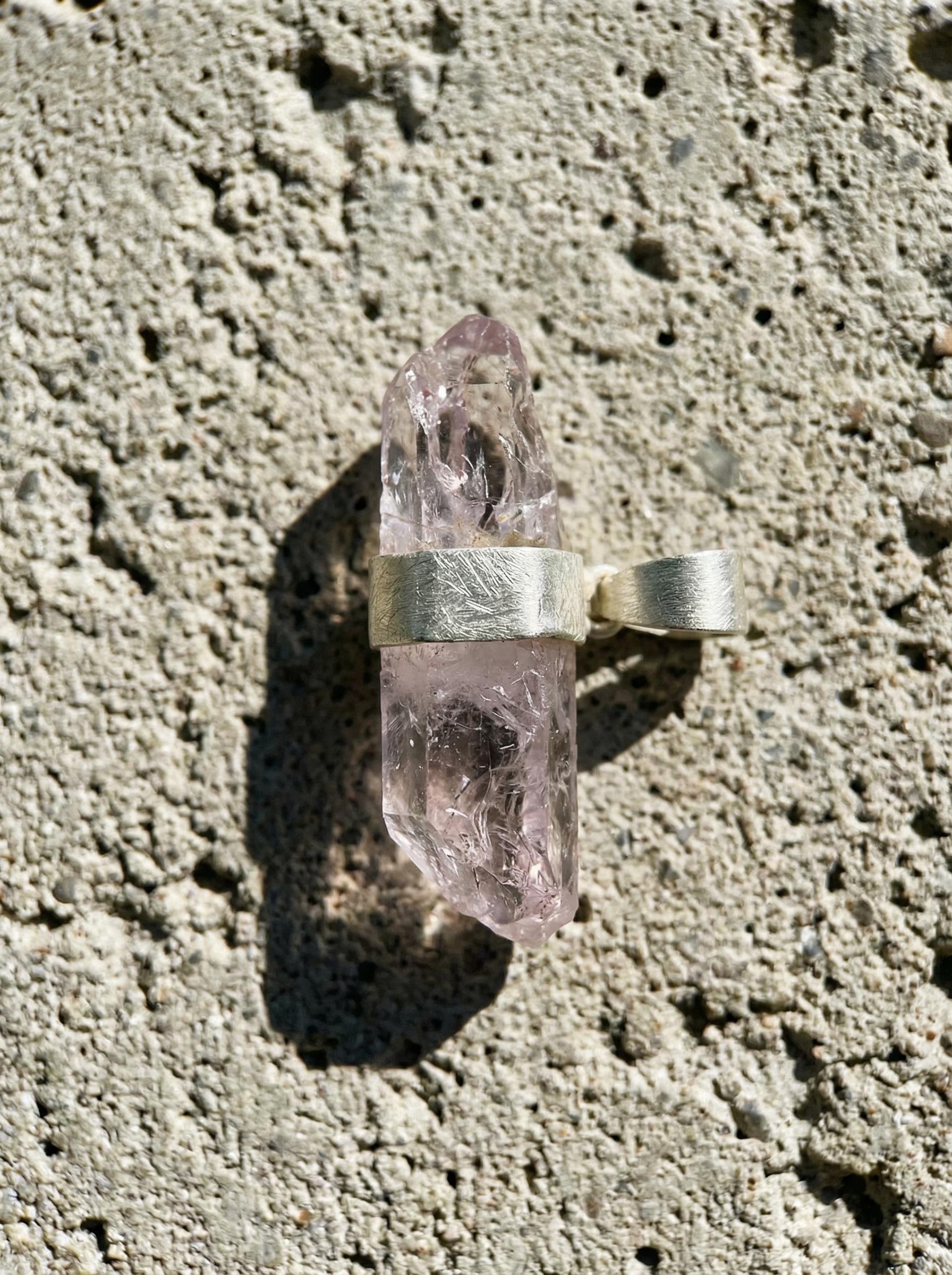 Vera Cruz Amethyst Pendant 925 Sterling Silver Double Terminated Anhydro Crystal Point Crown Chakra Necklace