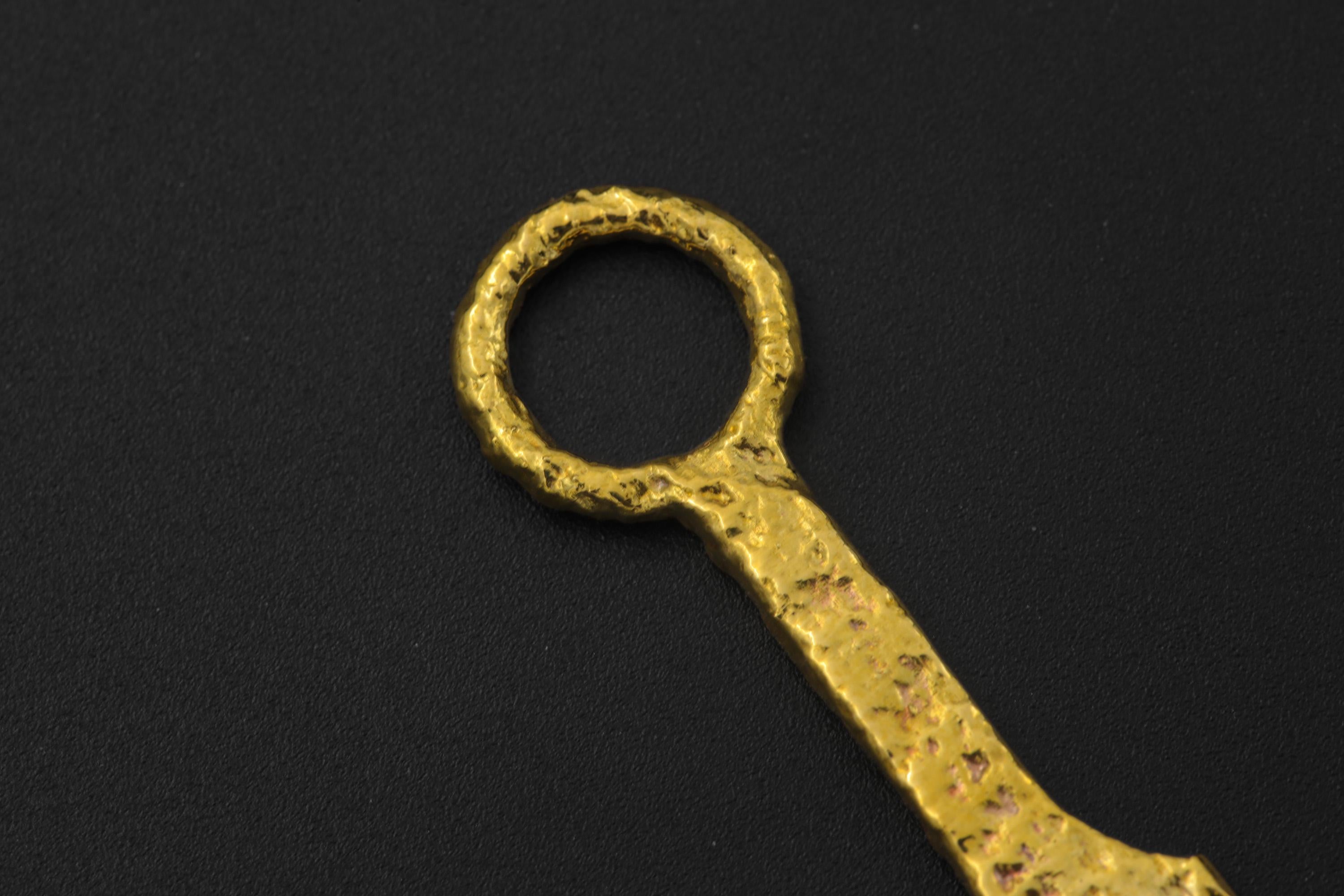 Cast Brass Cutter Spoon Pendant, 18k Gold Plated, Faceted Smoky Quartz, Ritual Talisman