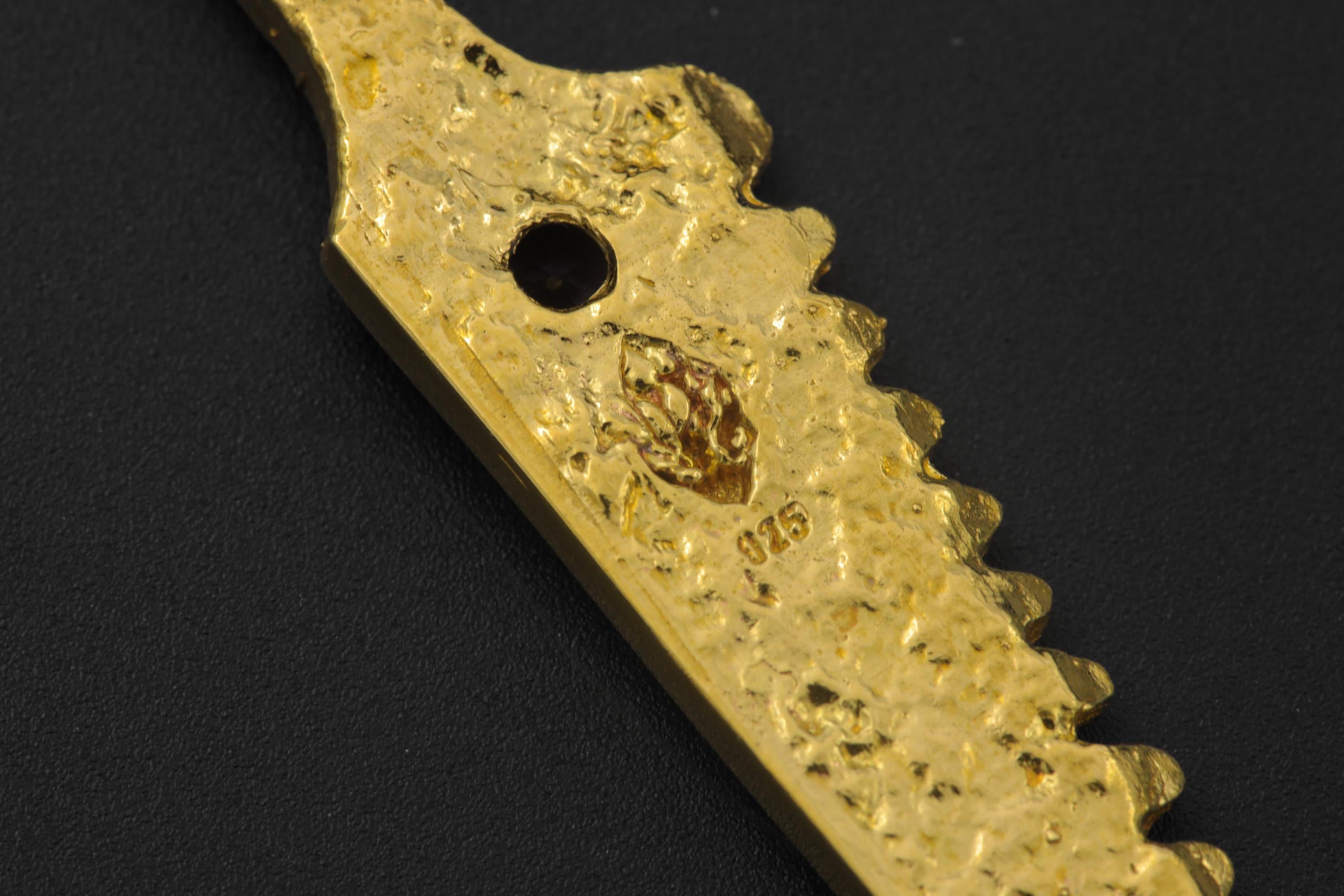 18k Gold Plated Brass Cutter Spoon Pendant, Faceted Amethyst Talisman, Ritual Jewelry