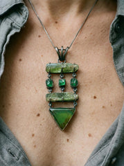 Heart Symphony: Green Kyanite, Australian Emerald, and Chrysoprase - Sterling Silver Pendant