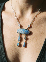 Boulder Opal Moonstone Pendant: Sterling Silver Galactic Jewelry