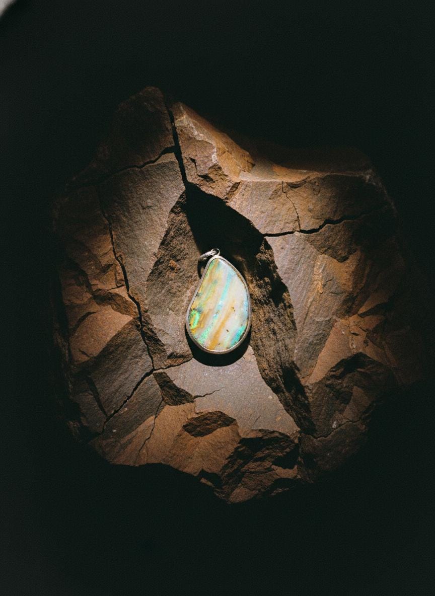 Lightning Ridge Boulder Opal Pendant 925 Sterling Silver Open Back Bezel October Birthstone Crown Chakra Gift