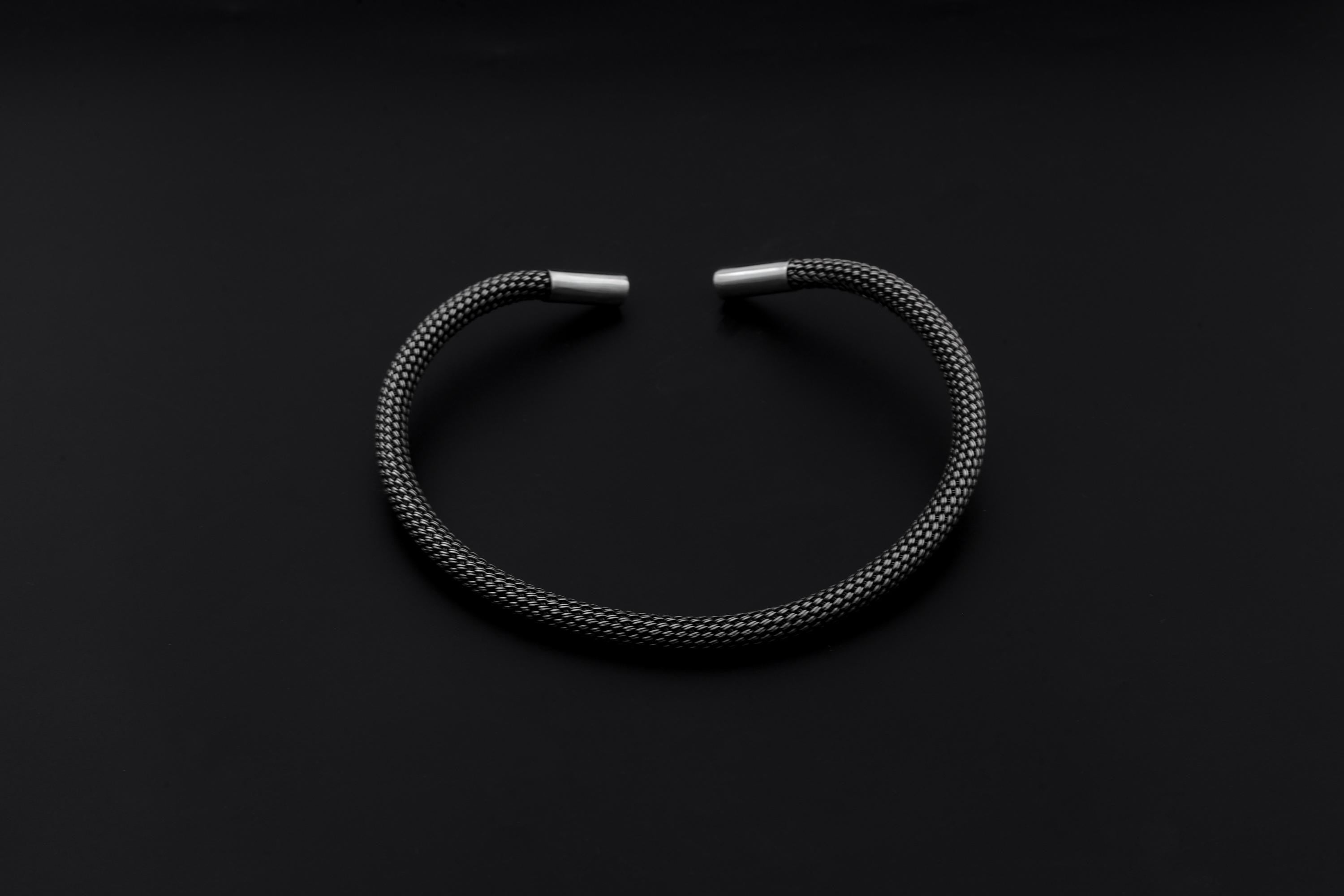 Sterling Silver Mesh Choker Oxidized Silver Collar Minimalist Statement Necklace Handmade Modern Jewelry