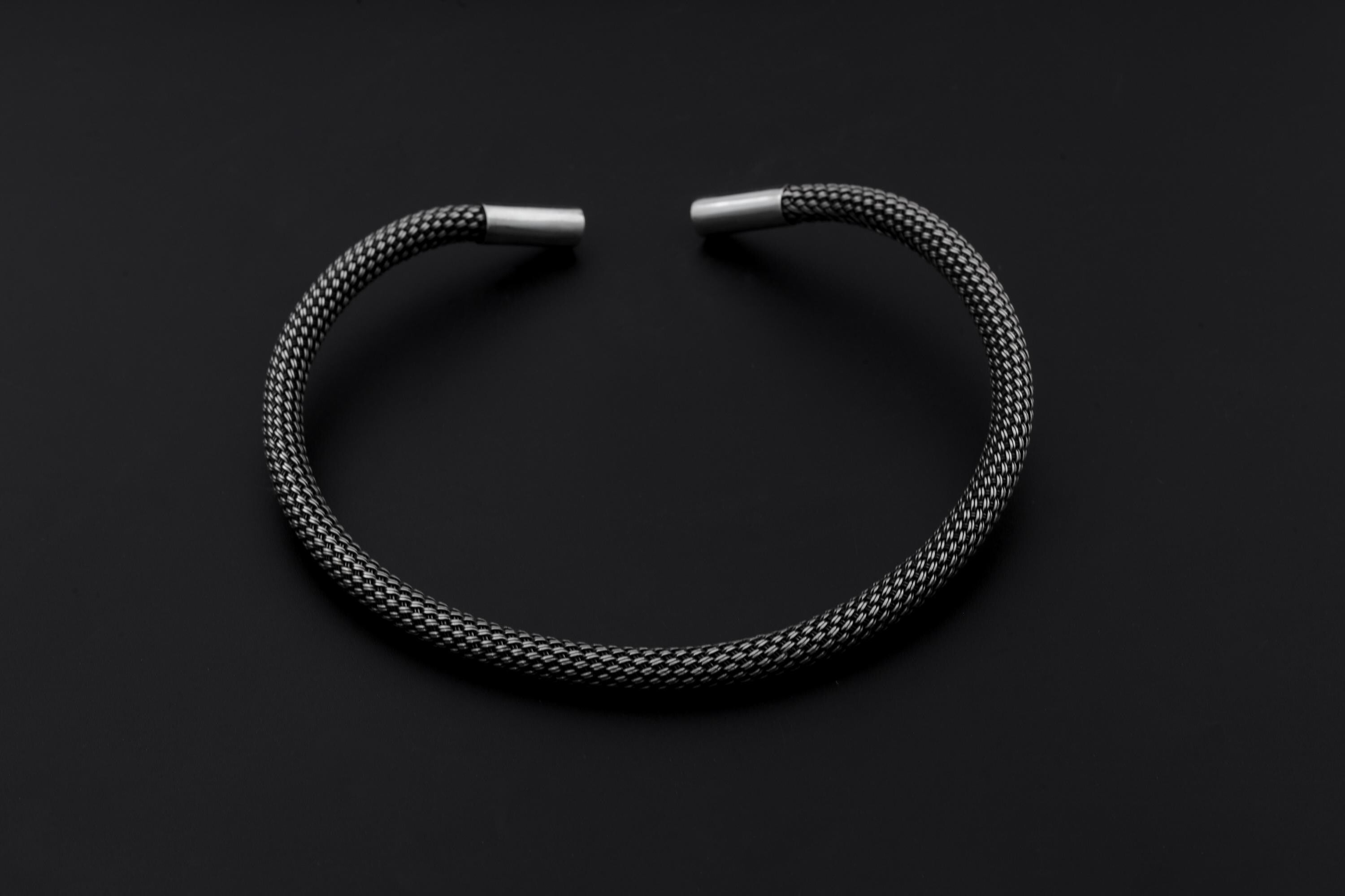 Sterling Silver Mesh Choker Oxidized Silver Collar Minimalist Statement Necklace Handmade Modern Jewelry