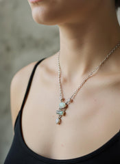 Opal, Rose Quartz & Moonstone Necklace: Sterling Silver Gemstone Pendant