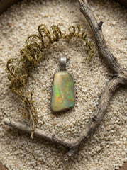 Lightning Ridge Opal Pendant, 22ct Australian Opal, 925 Silver