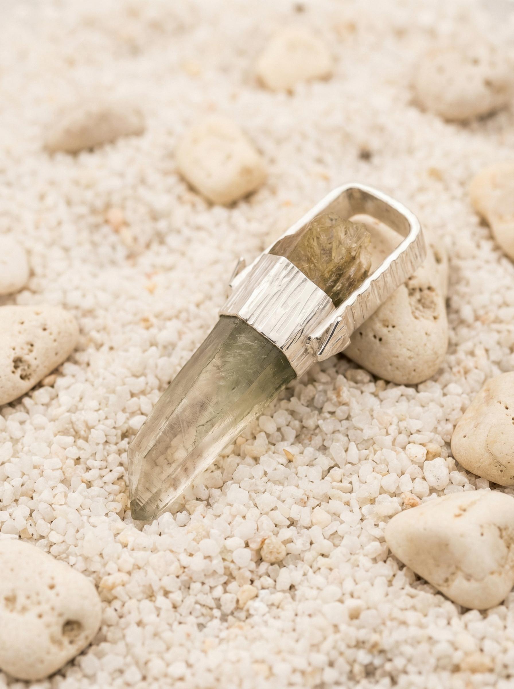 Lemurian Quartz Pendant, Sterling Silver Healing Jewelry