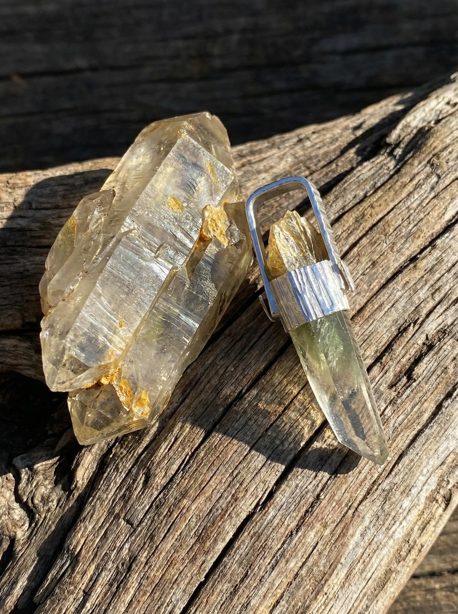 Lemurian Quartz Pendant, Sterling Silver Healing Jewelry