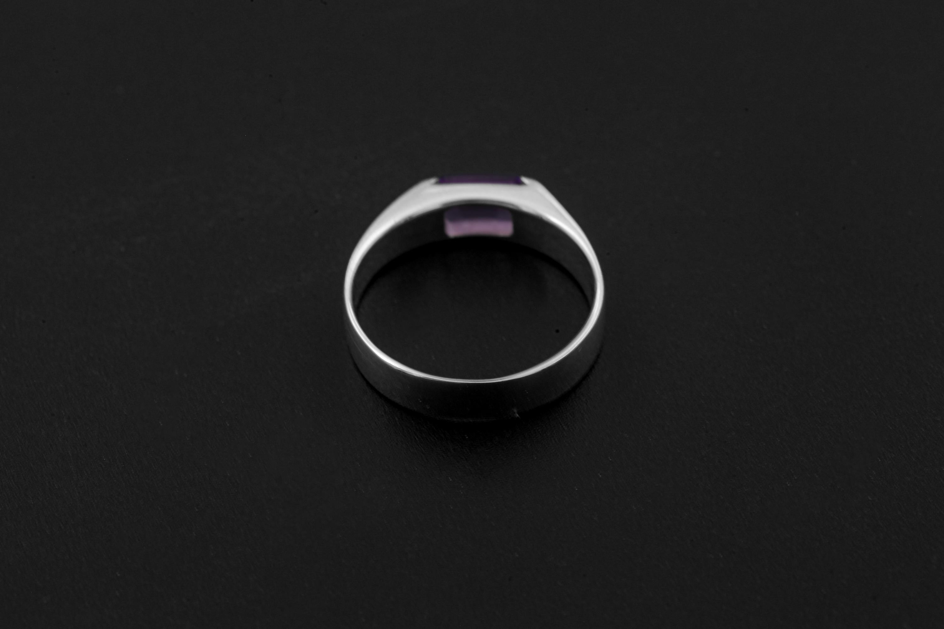 Amethyst Ring 925 Sterling Silver Octagon Faceted Violet Gemstone High Shine Geometric Crown Chakra Jewelry Size 6US