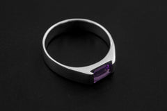 Amethyst Ring 925 Sterling Silver Octagon Faceted Violet Gemstone High Shine Geometric Crown Chakra Jewelry Size 6US