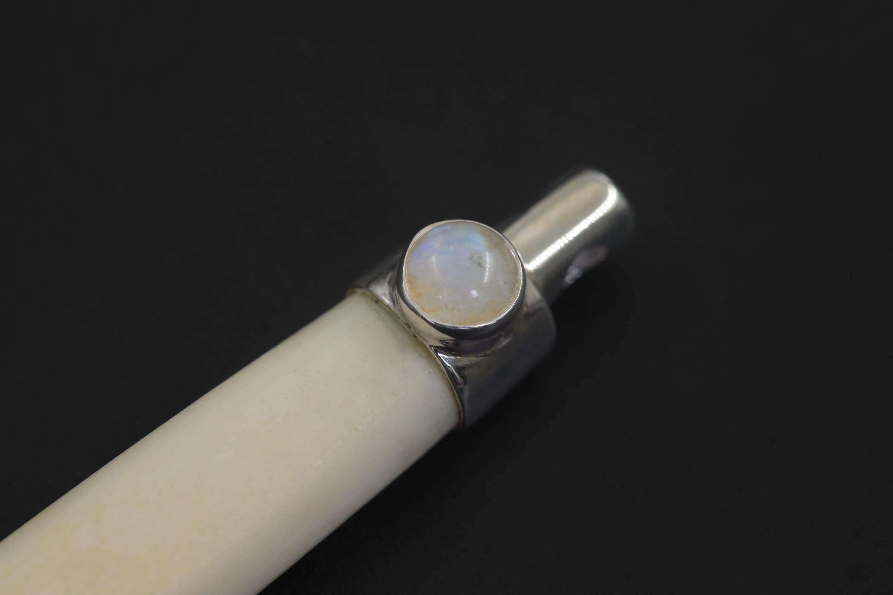 Blue Moonstone Bone Spoon Pendant Sterling Silver 925 Handmade Ritual Jewelry Lunar Necklace Crown Chakra Gift
