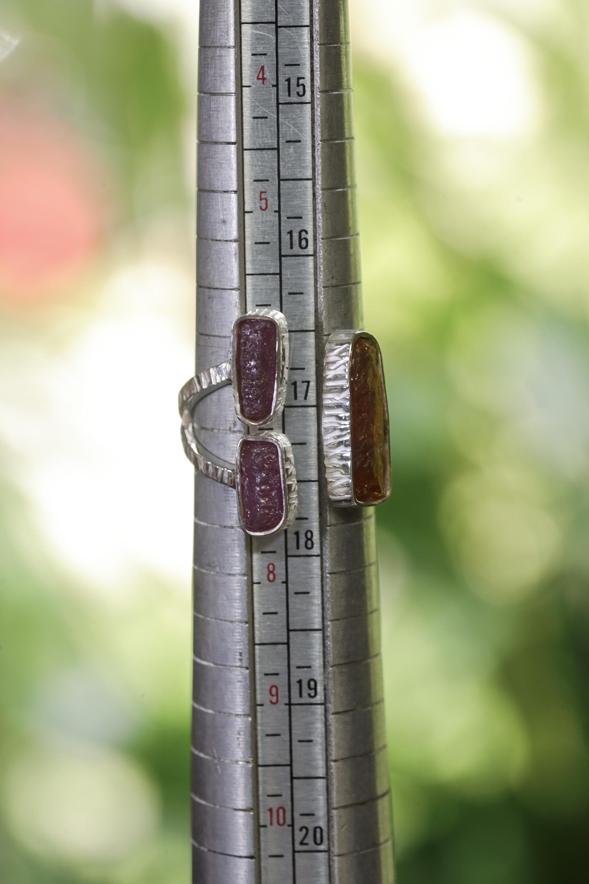 Red Kyanite Ruby Ring 925 Silver Adjustable Open Multi Stone Statement Jewelry