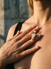 Australian White Opal Pendant: 18K Gold-Plated Sterling Silver, Heart Chakra