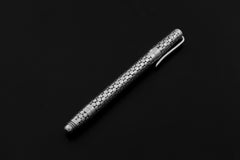 Sterling Silver Pen: Handmade Round Motif, High Shine Oxidized Detail, 13cm Luxury Writing Tool