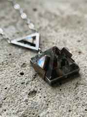 Oxidized Sterling Silver Moonstone & Chlorite Quartz Necklace