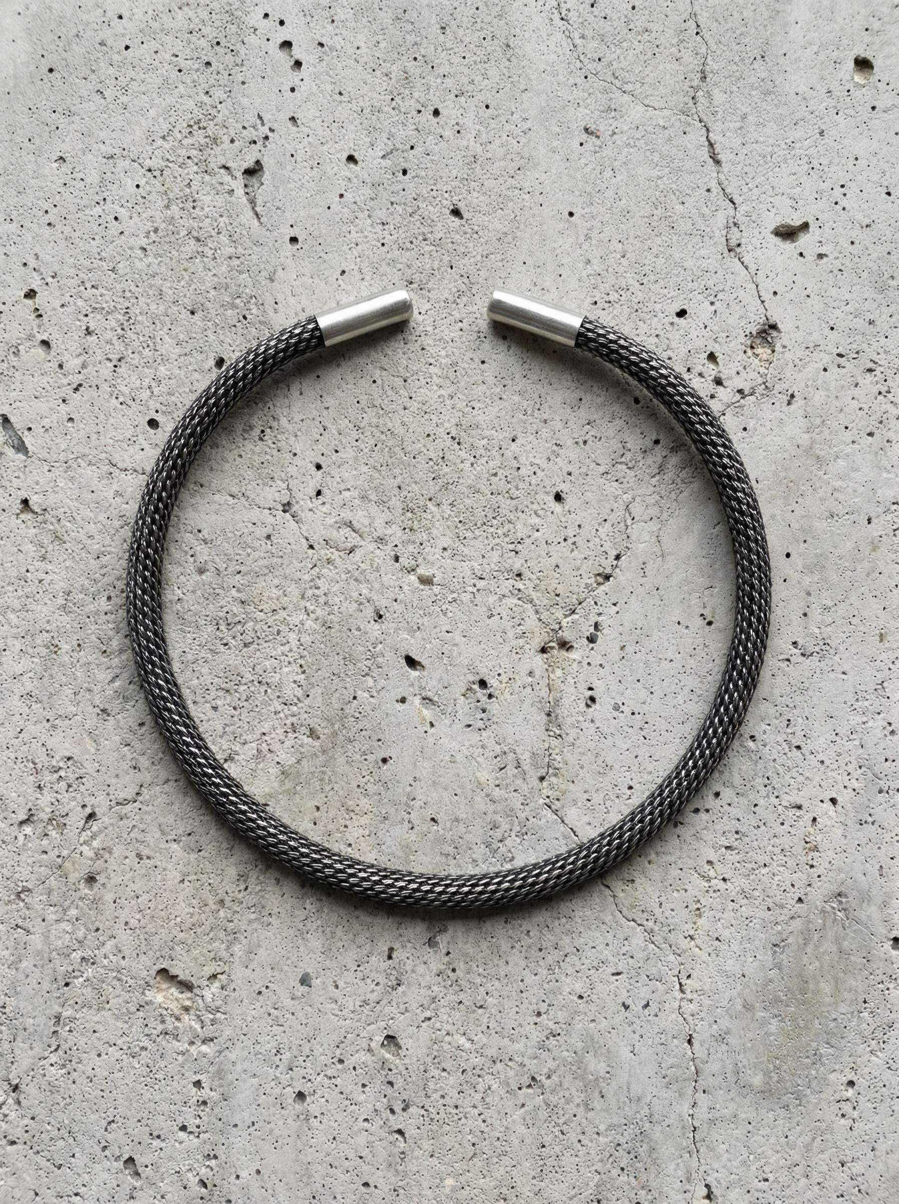 Sterling Silver Mesh Choker Oxidized Silver Collar Minimalist Statement Necklace Handmade Modern Jewelry