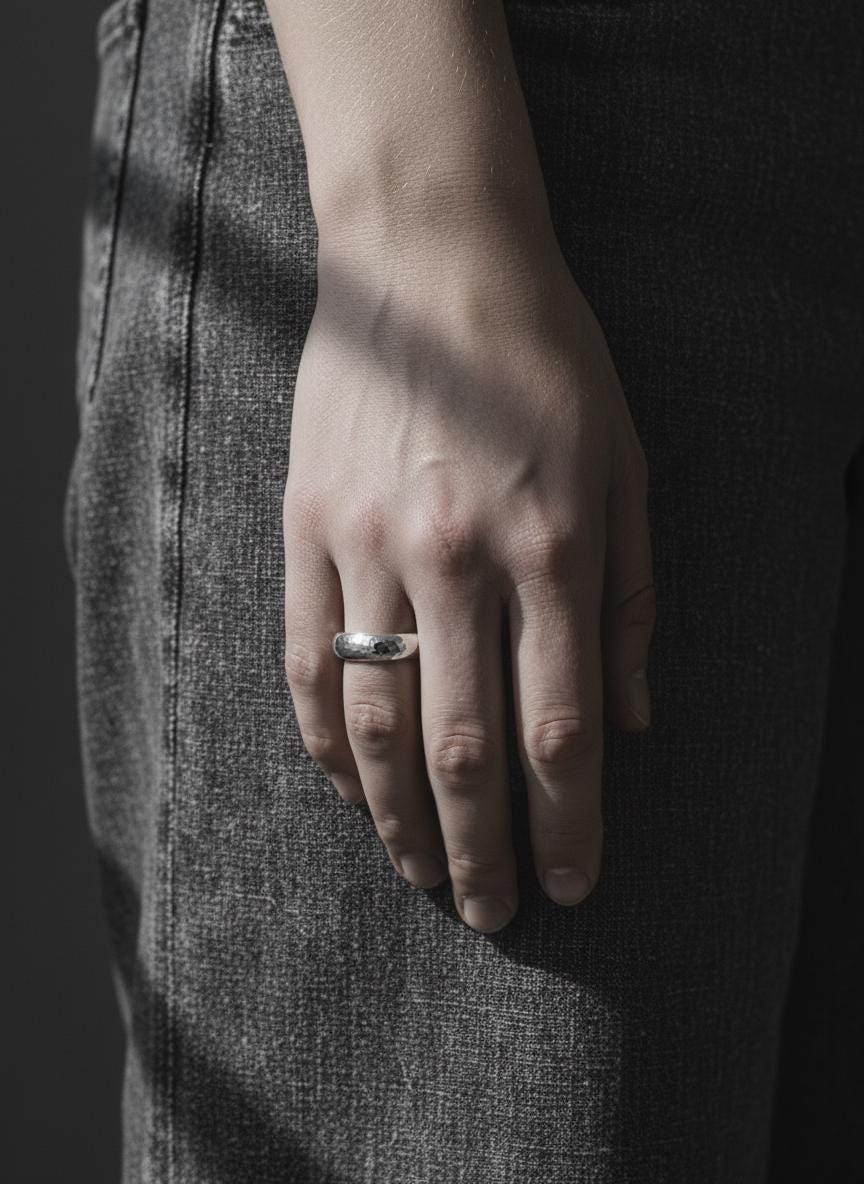 925 Sterling Silver Ring Hammered Band Minimalist Wide Ring High Shine Unisex Everyday Jewelry Size 8 US