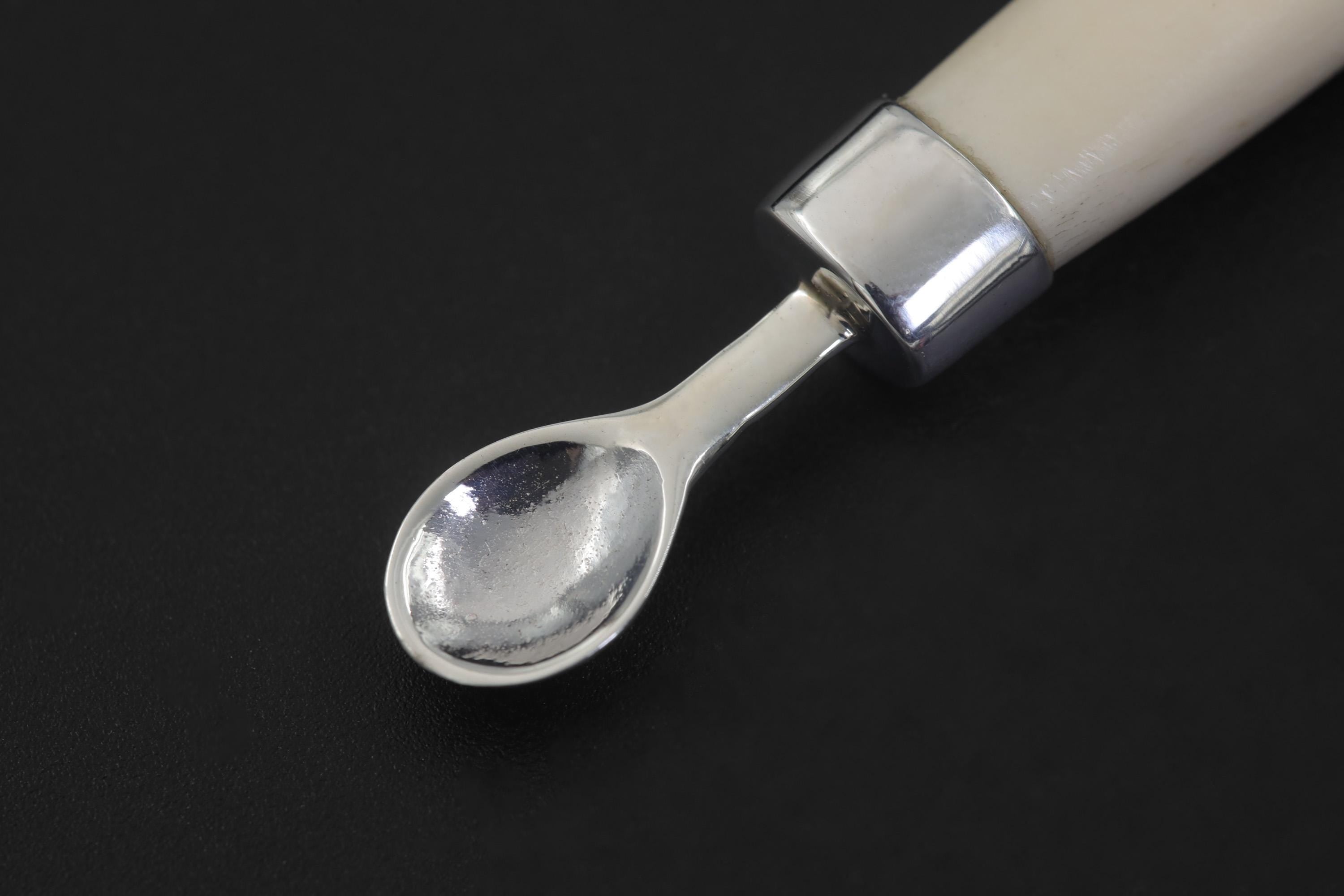 Blue Moonstone Bone Spoon Pendant Sterling Silver 925 Handmade Ritual Jewelry Lunar Necklace Crown Chakra Gift