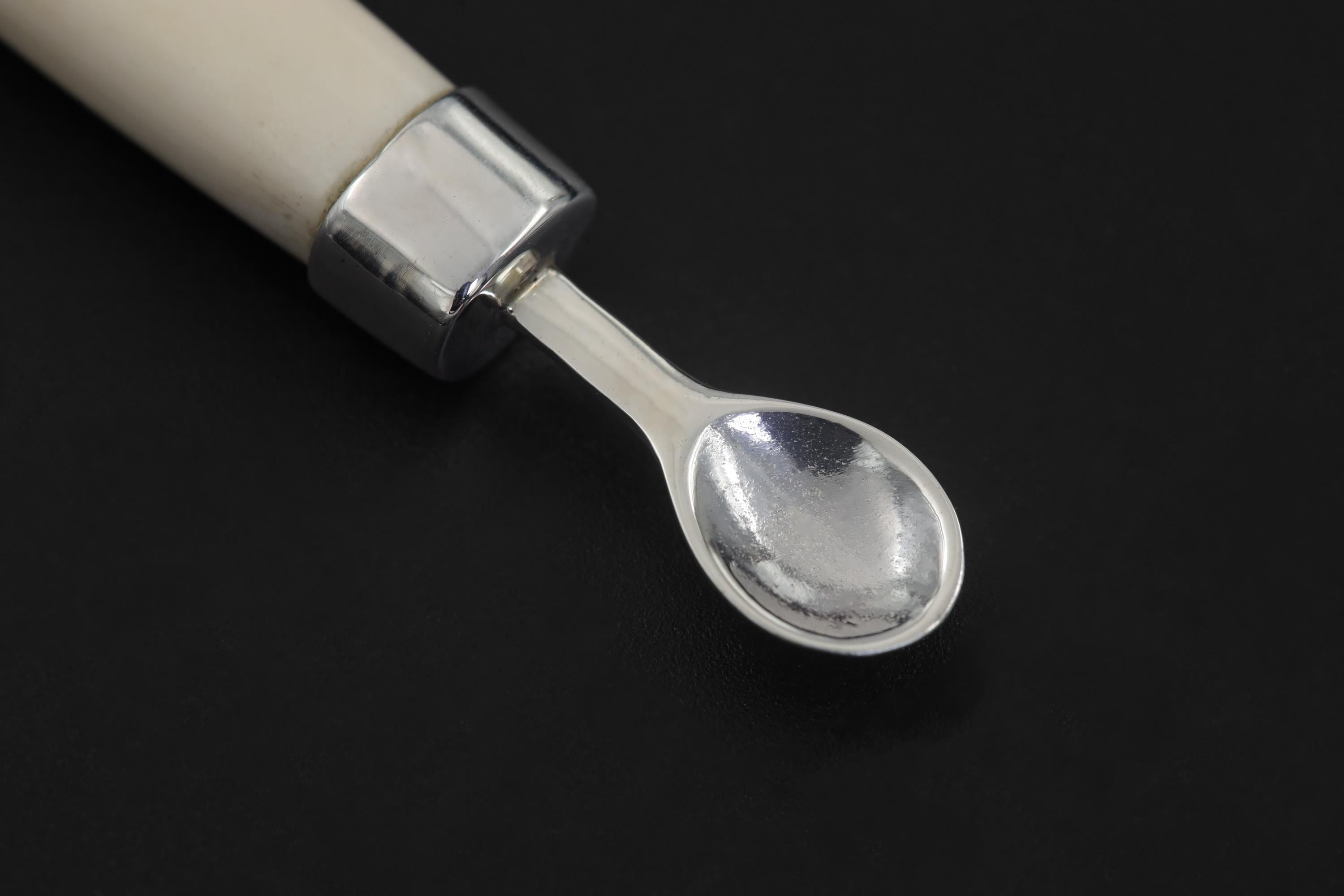 Blue Moonstone Bone Spoon Pendant Sterling Silver 925 Handmade Ritual Jewelry Lunar Necklace Crown Chakra Gift
