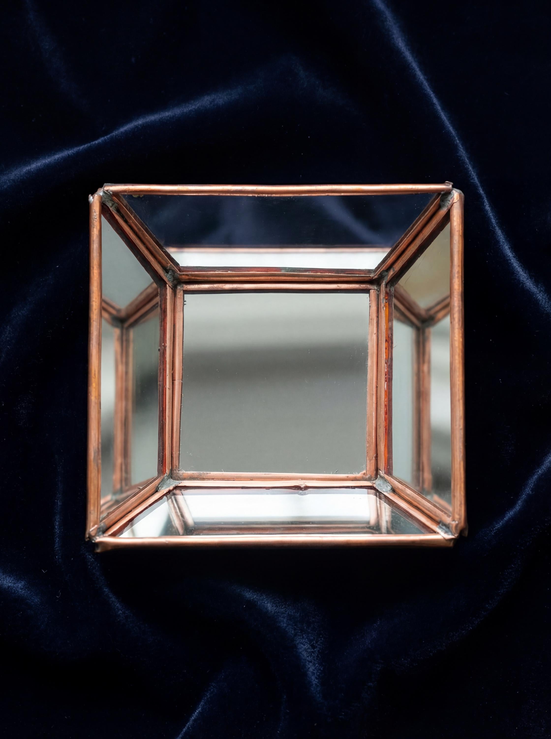 Unique Square Copper Mirror – Handcrafted Geometric Glass & Copper Wall Accent, Modern Minimalist Home Decor
