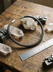 Sterling Silver Mesh Choker Oxidized Silver Collar Minimalist Statement Necklace Handmade Modern Jewelry