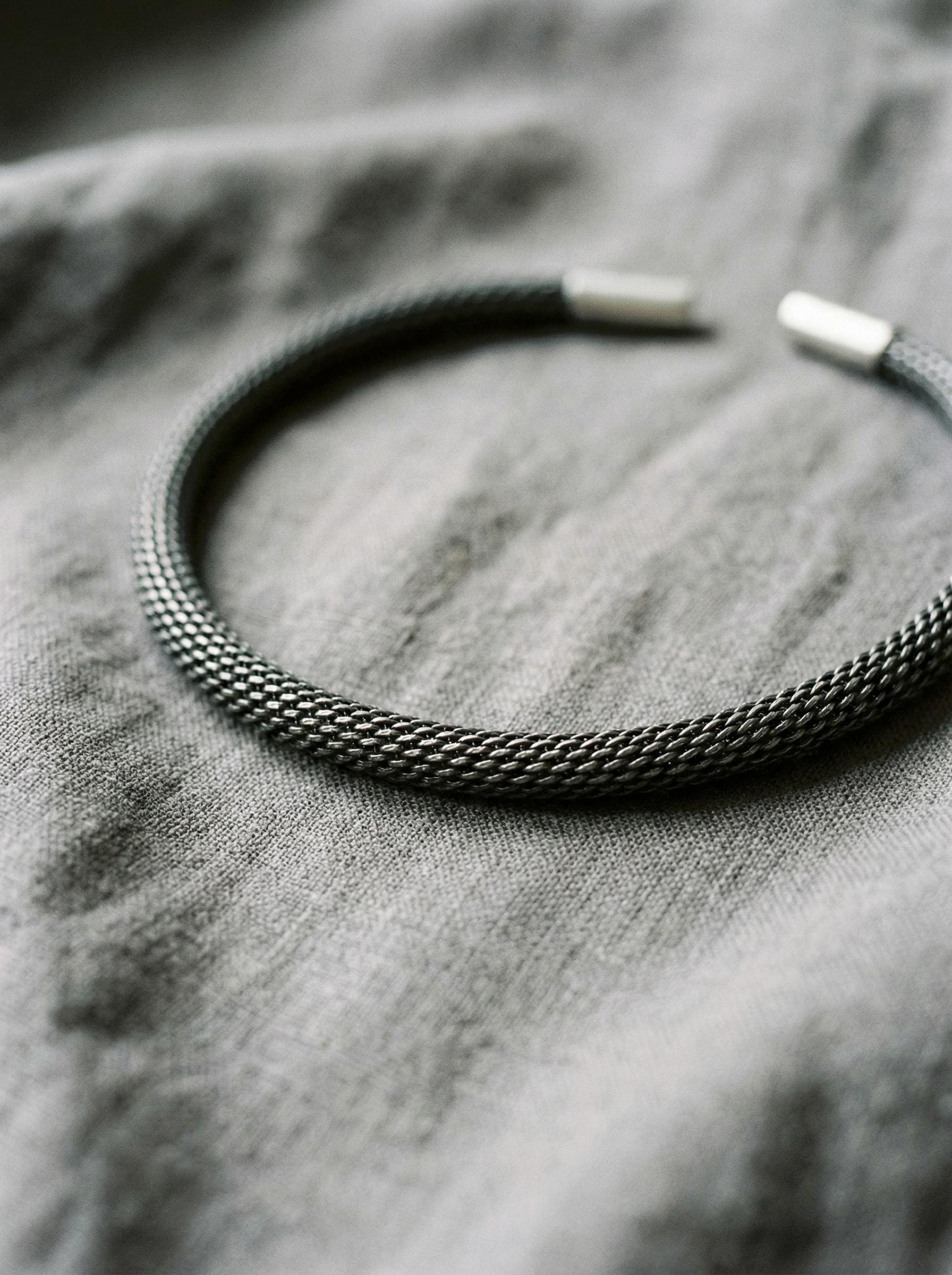 Sterling Silver Mesh Choker Oxidized Silver Collar Minimalist Statement Necklace Handmade Modern Jewelry