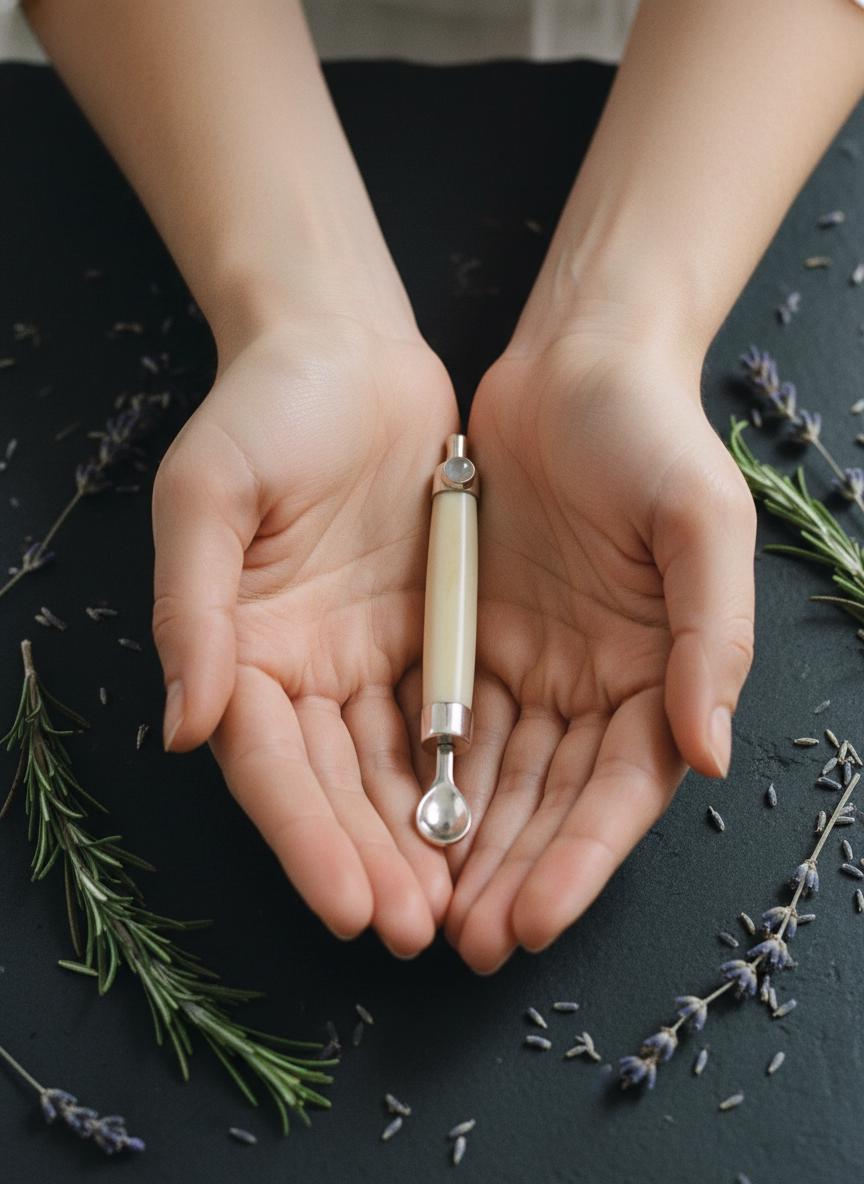 Blue Moonstone Bone Spoon Pendant Sterling Silver 925 Handmade Ritual Jewelry Lunar Necklace Crown Chakra Gift