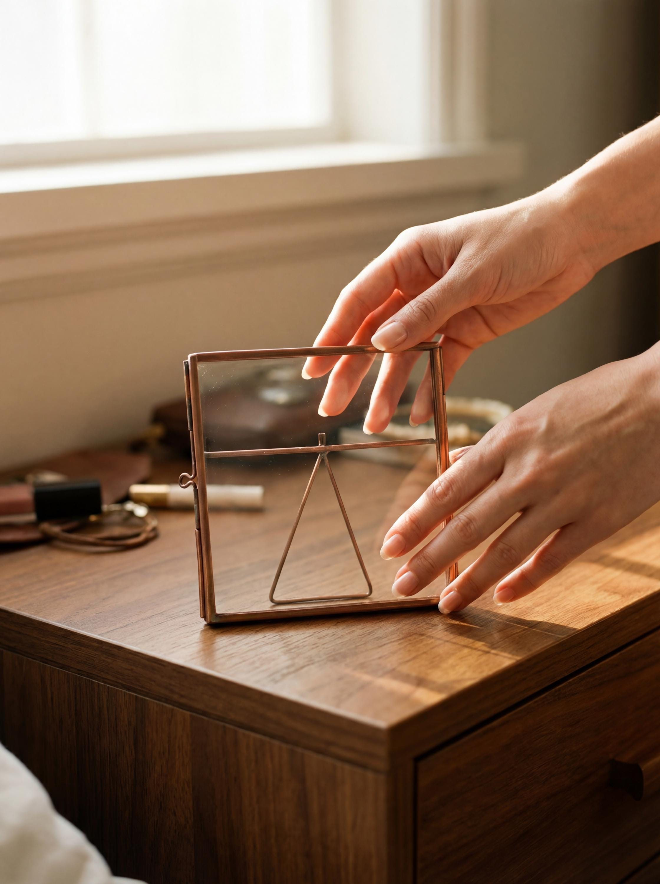 Copper Glass Photo Frame, Handmade Square Picture Frame, Small Tabletop Display, Pressed Flower Keepsake Gift