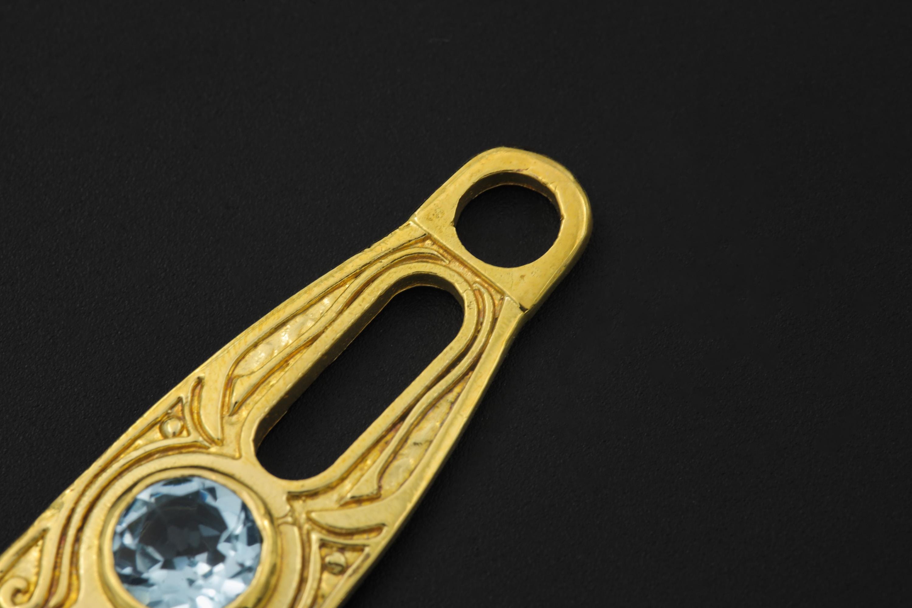 Blue Topaz Spoon Pendant 18k Gold Plated Brass Cast Ritual Spoon Necklace Throat Chakra December Gift