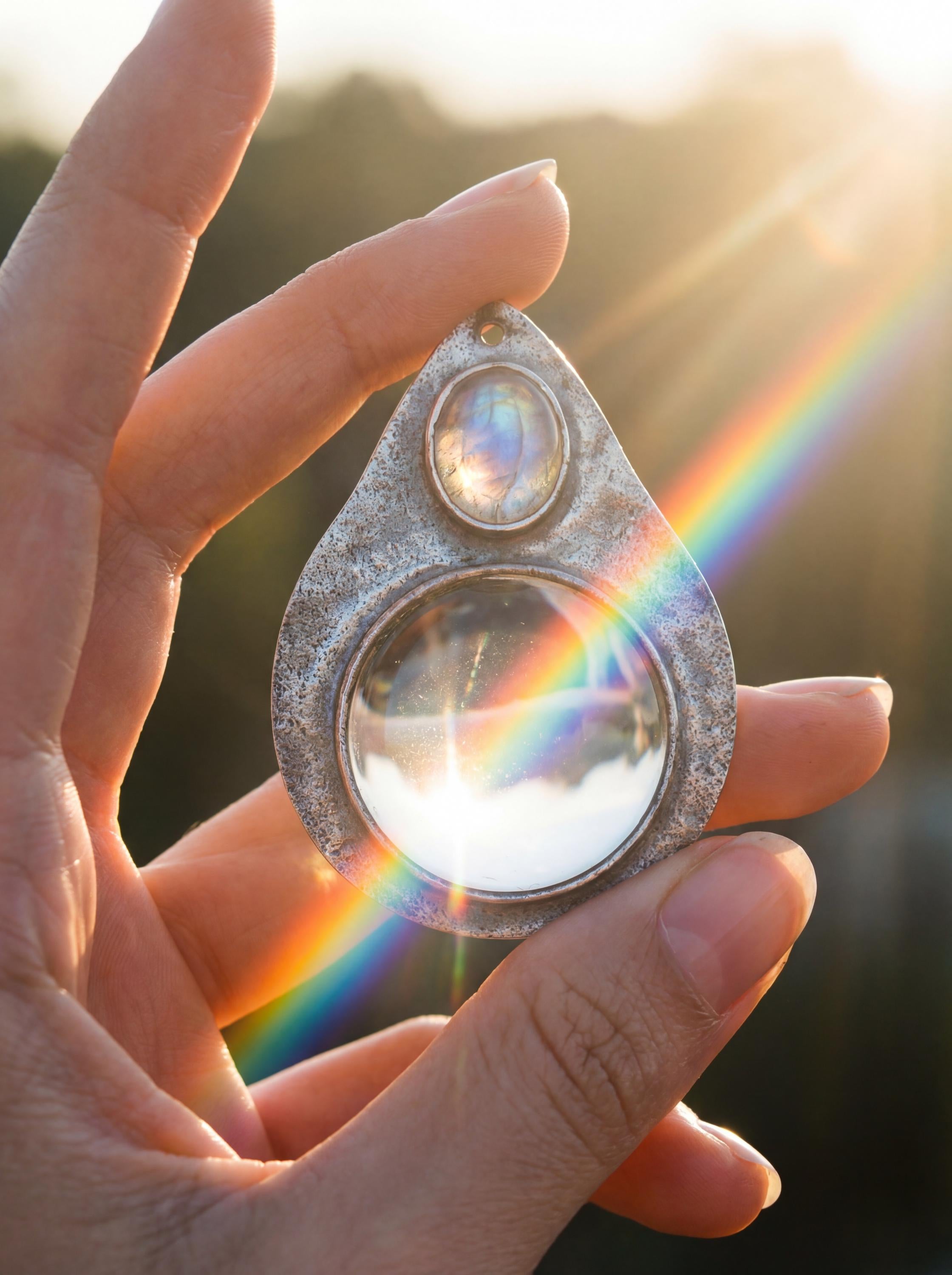Labradorite Magnifying Glass Pendant, 925 Silver Fire Starter, Artisan Jewelry