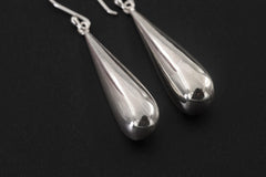 Sterling Silver Teardrop Earrings 925 High Shine Polish Minimalist Drop Dangle Jewelry Elegant Modern Gift for Her Sleek Liquid Metal Style