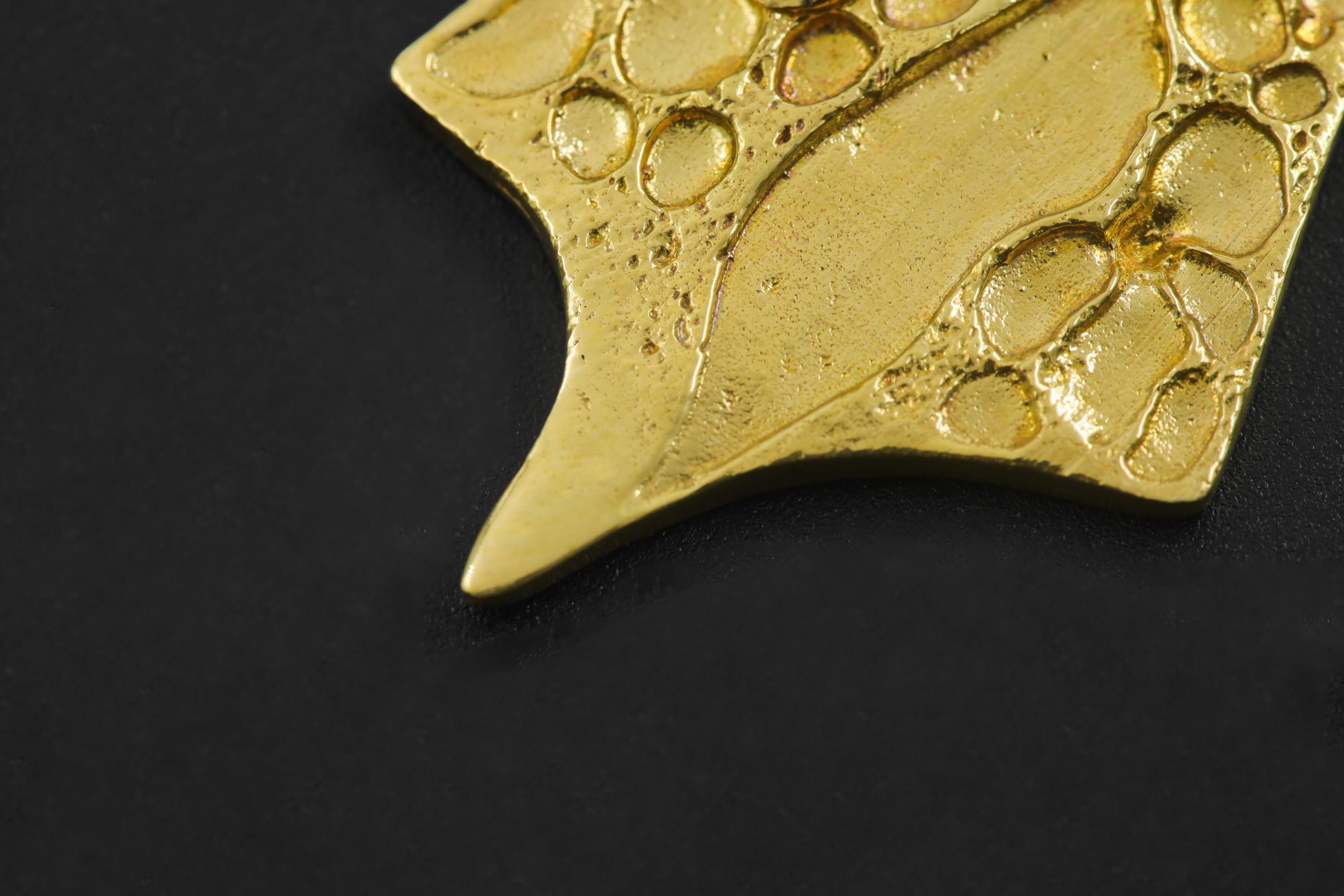 Handmade 18k Gold Plated Garnet Pendant, Abstract Sculptural Necklace