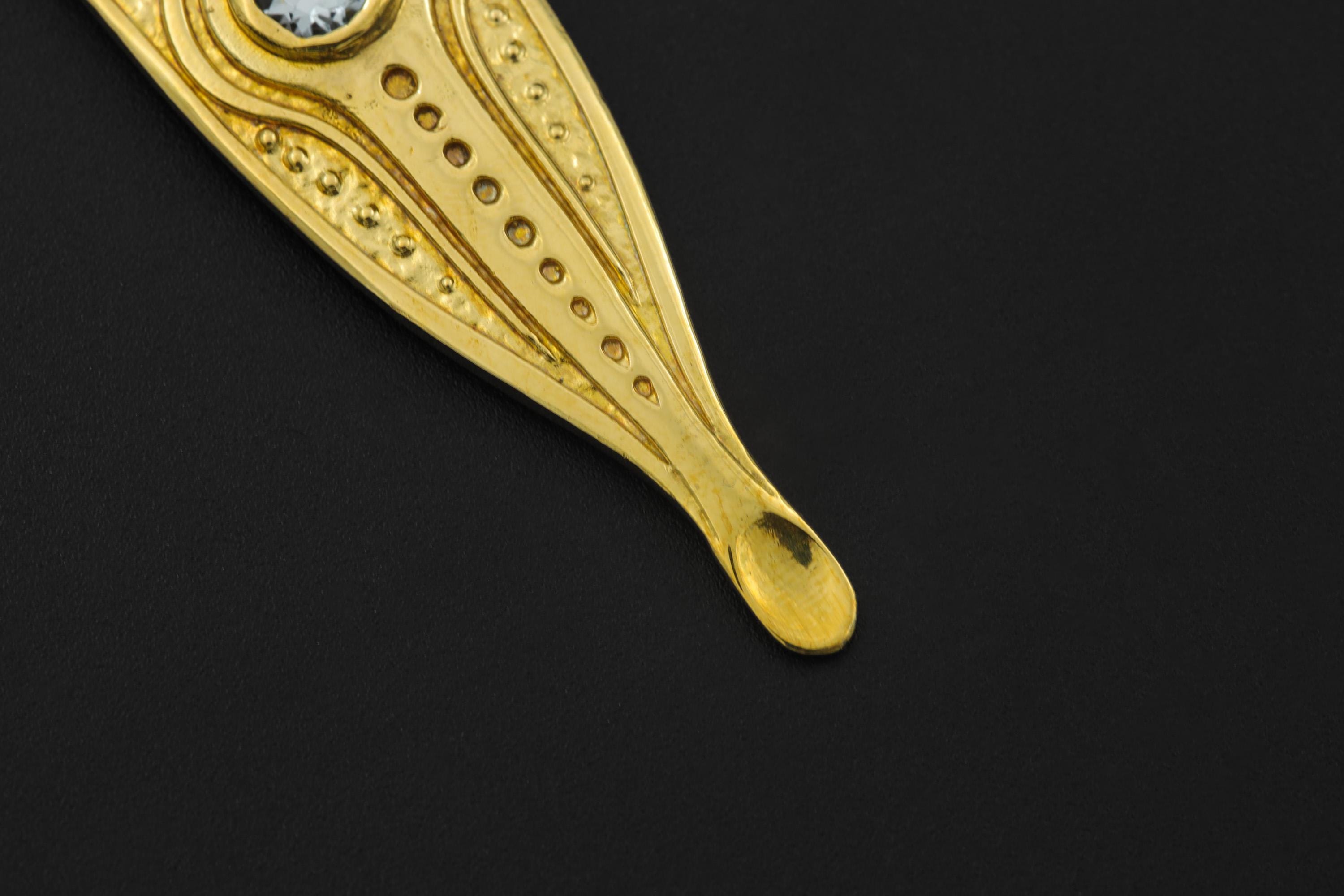 Blue Topaz Spoon Pendant 18k Gold Plated Brass Cast Ritual Spoon Necklace Throat Chakra December Gift