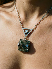 Oxidized Sterling Silver Moonstone & Chlorite Quartz Necklace
