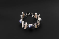 Black Freshwater Pearl Sterling Silver Bracelet – High Shine Toggle Clasp