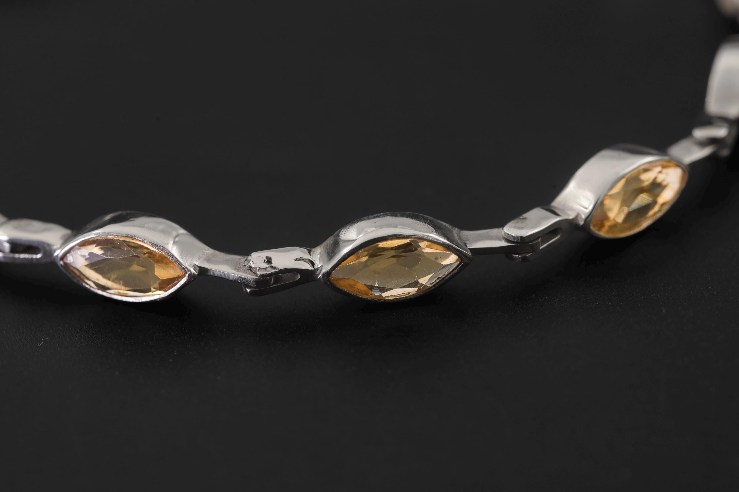 Citrine Bracelet 925 Sterling Silver Natural Non Heat Treated Faceted Marquise Gemstone Solar Plexus Chakra Jewelry Gift