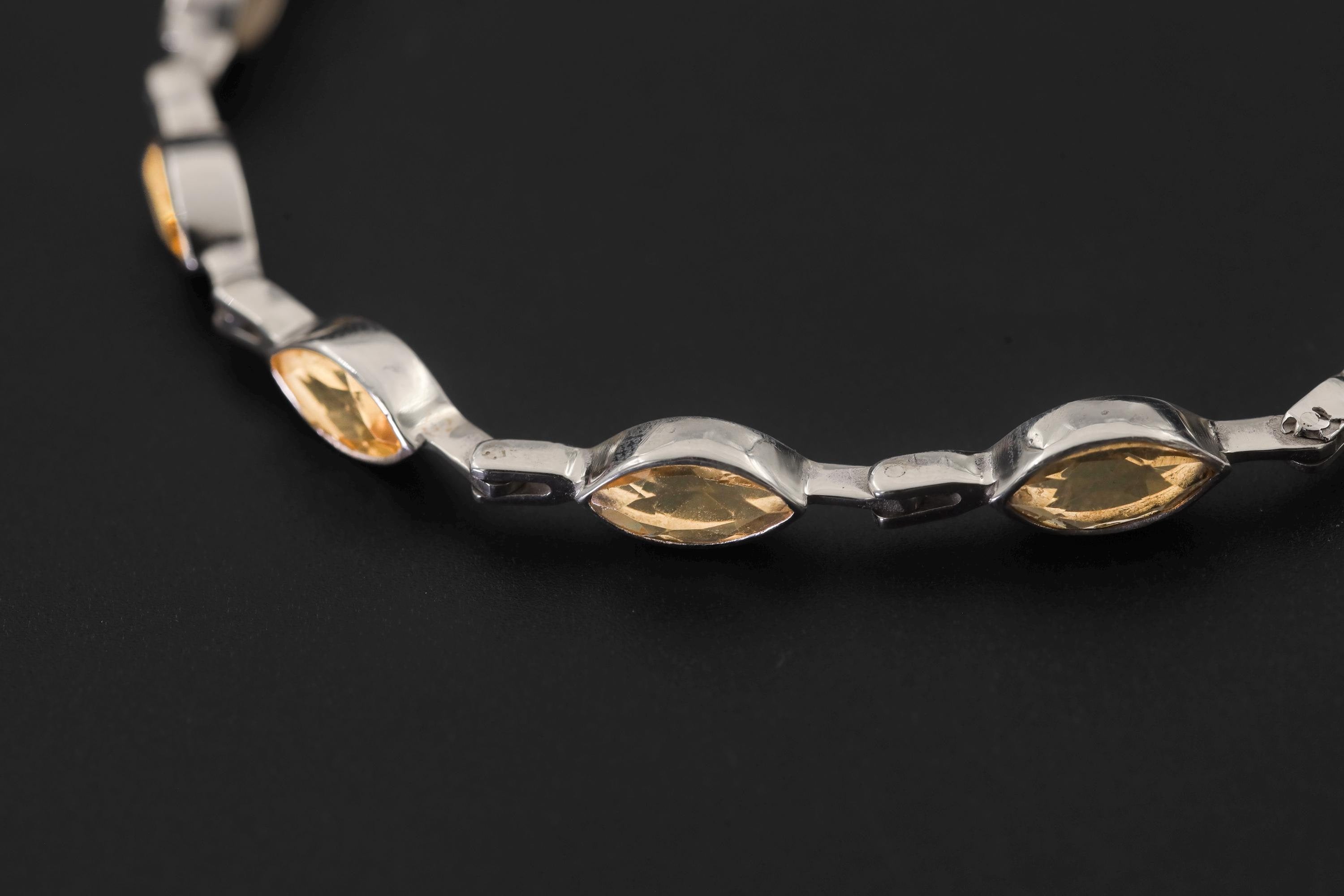Citrine Bracelet 925 Sterling Silver Natural Non Heat Treated Faceted Marquise Gemstone Solar Plexus Chakra Jewelry Gift