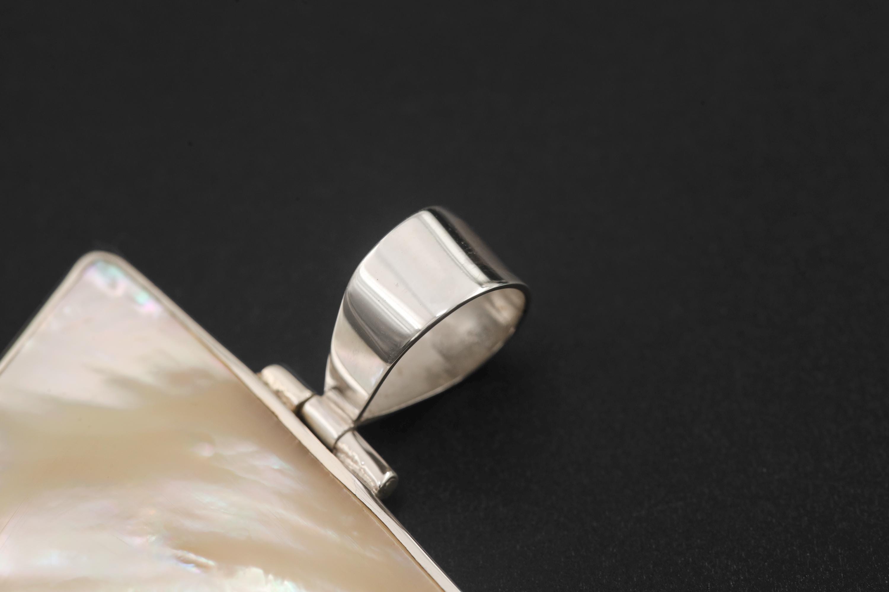 Triangular Mother of Pearl Pendant 925 Sterling Silver Shell Necklace Charm Ocean Jewelry Gift