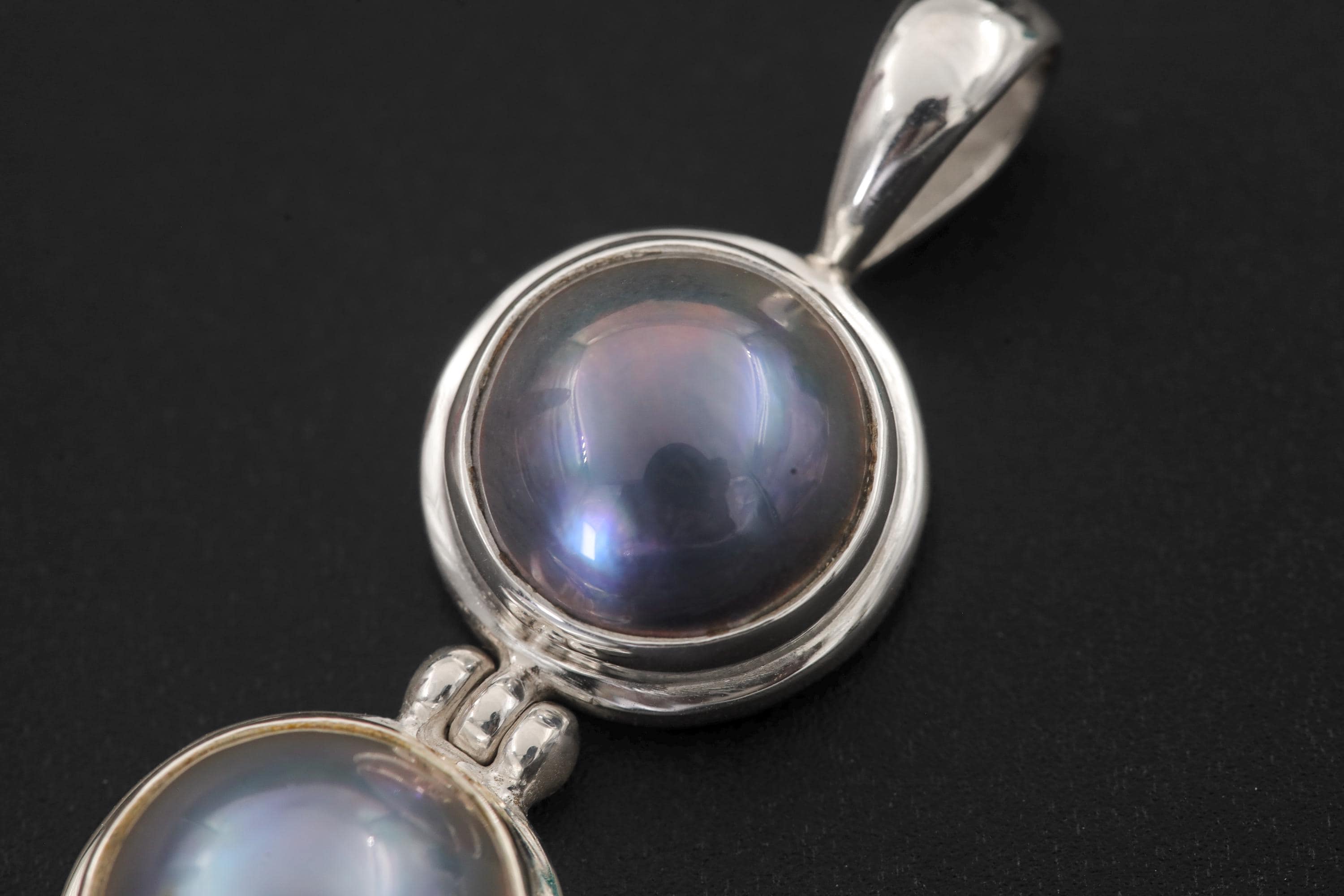 Triple Black Pearl Drop Pendant, 925 Sterling Silver, Elegant Minimalist Ocean Jewelry