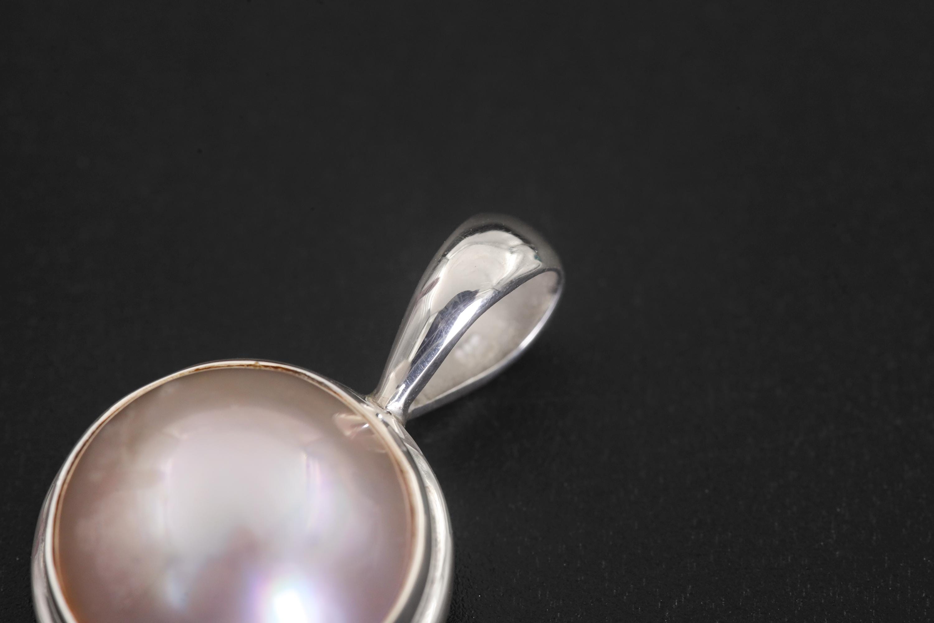 Blue Opal Pearl Pendant 925 Silver Ocean Talisman Teardrop Necklace High Shine Bezel Set Handmade Crystal Gift Jewelry