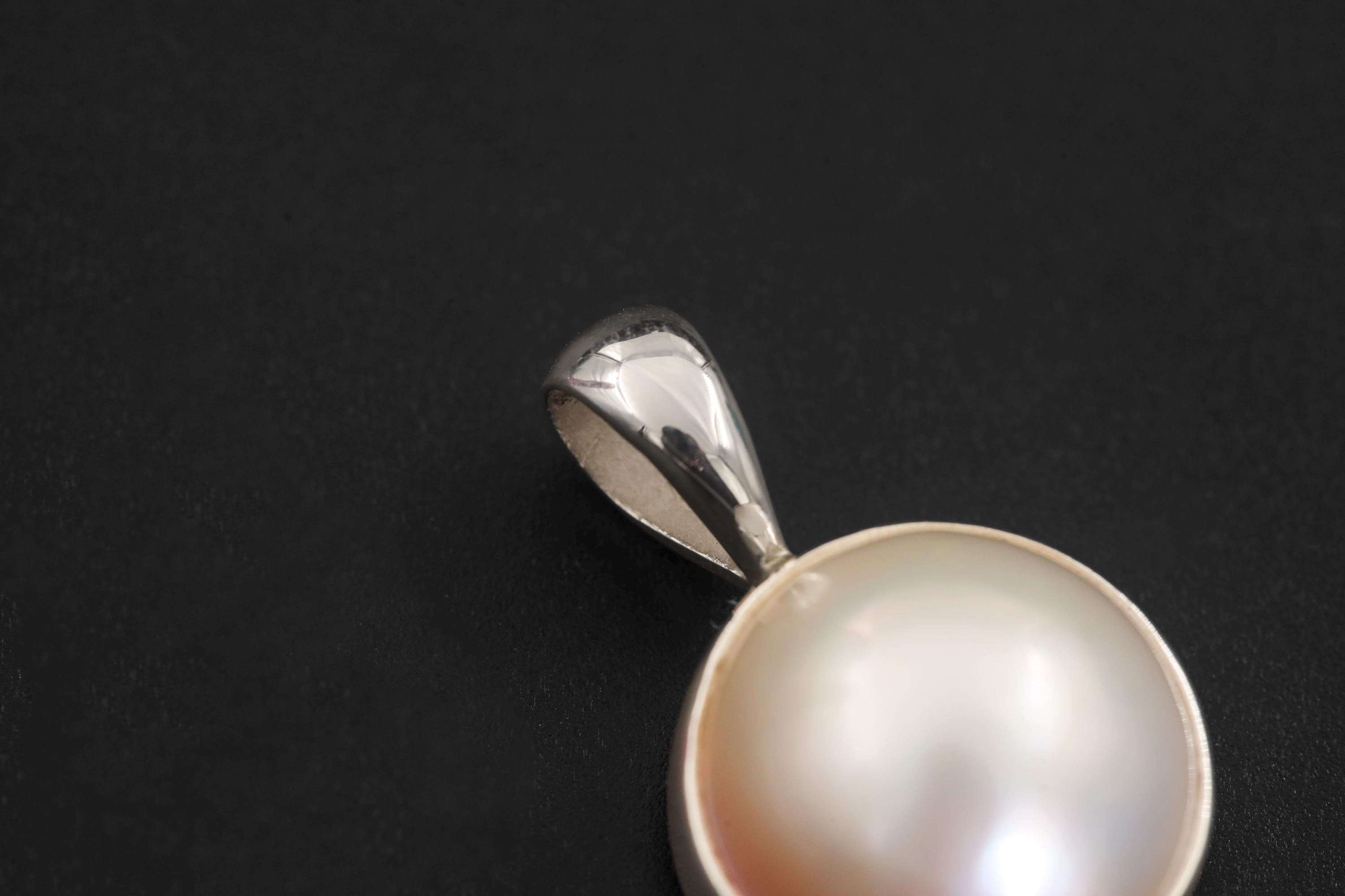 Triple Pearl Drop Pendant Necklace, 925 Sterling Silver, Round and Teardrop Pearls