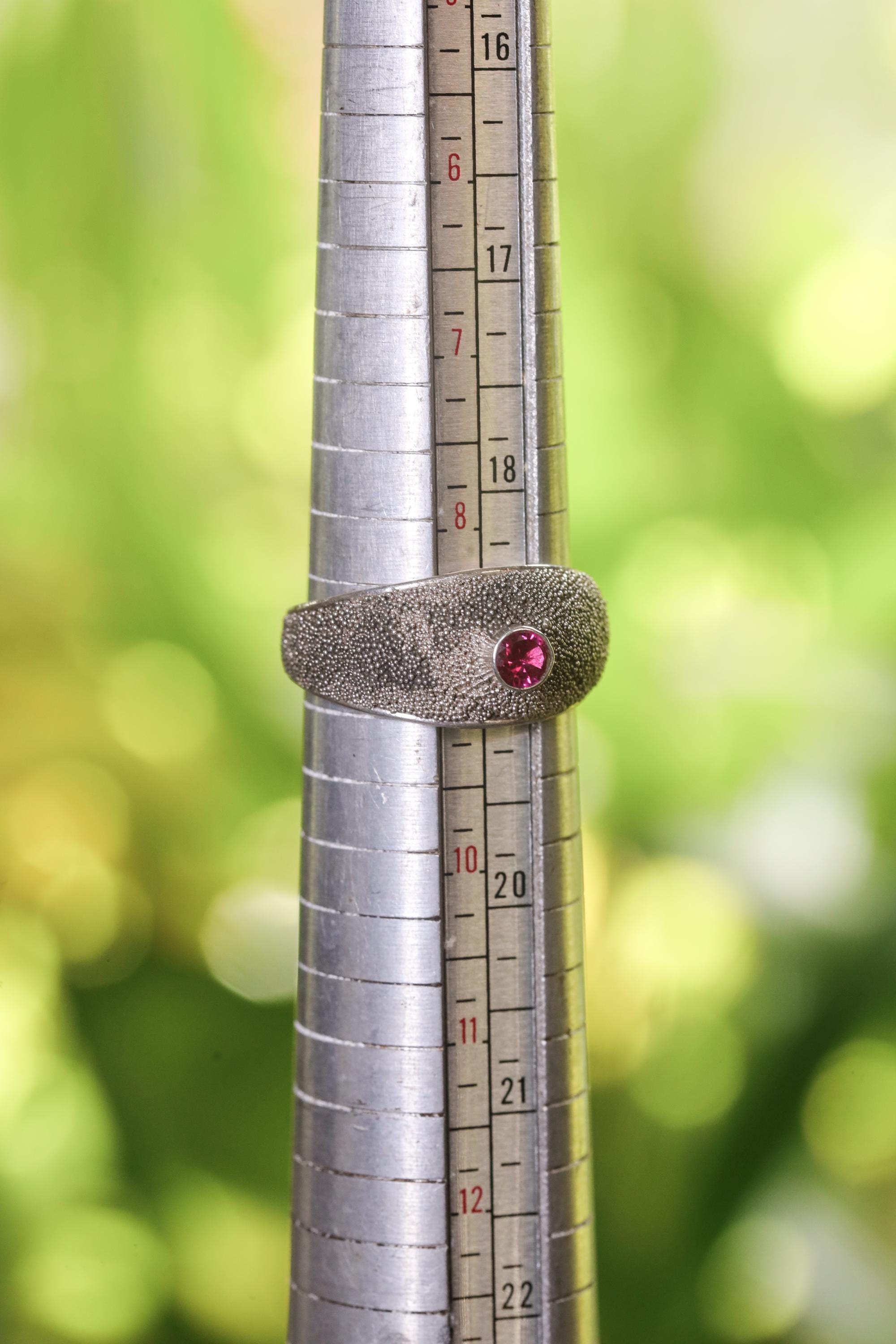 Red Garnet Silver Ring 925 Sterling Silver Textured Oxidized Finish Faceted Garnet Ring Minimalist Statement Jewelry Root Chakra Gift