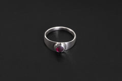 Natural Garnet Cabochon Silver Ring, 925 Sterling Garnet Ring, Deep Red Crystal Ring, Root Chakra Jewelry, January Birthstone Gift