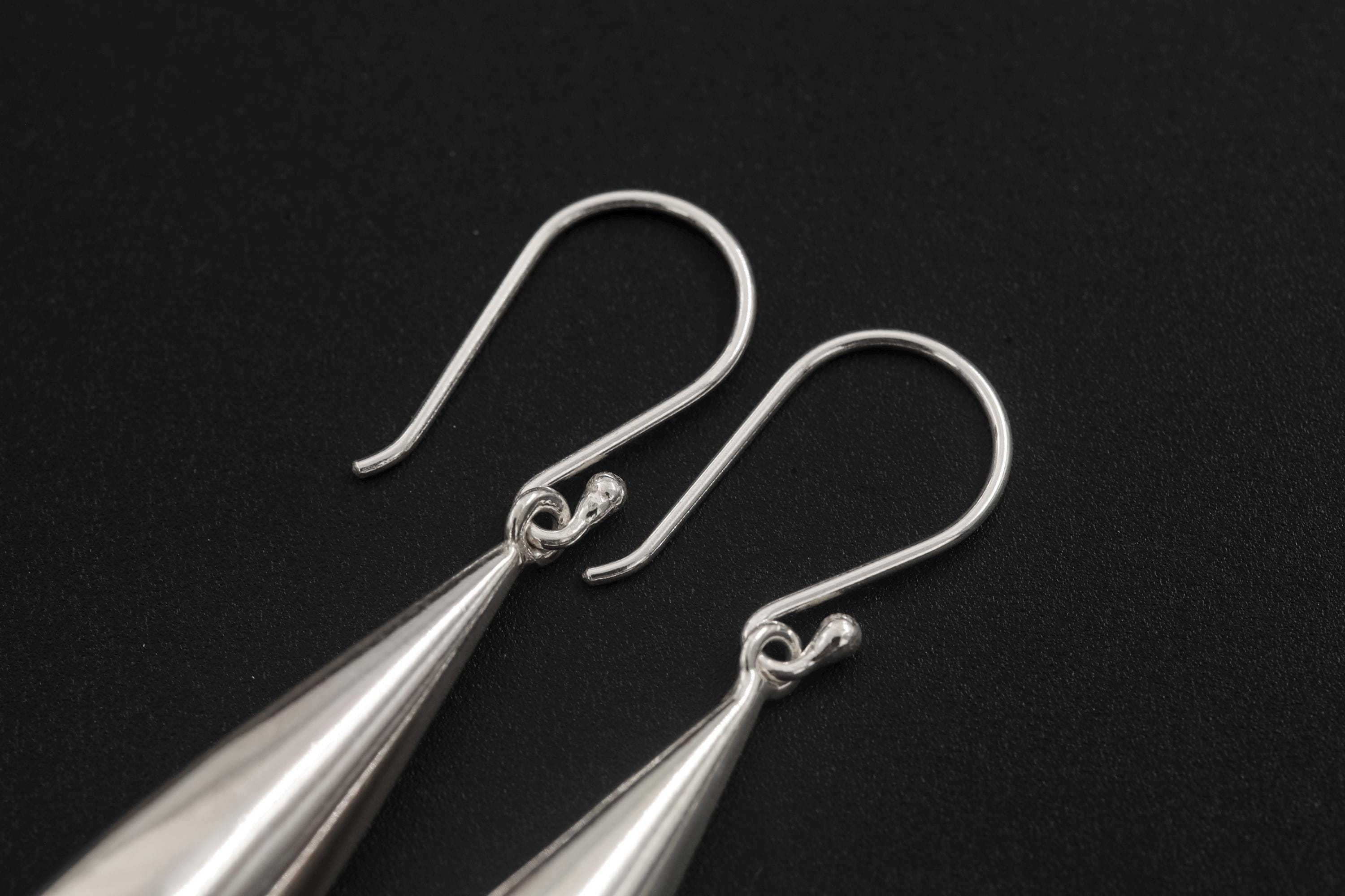 Sterling Silver Teardrop Earrings 925 High Shine Polish Minimalist Drop Dangle Jewelry Elegant Modern Gift for Her Sleek Liquid Metal Style