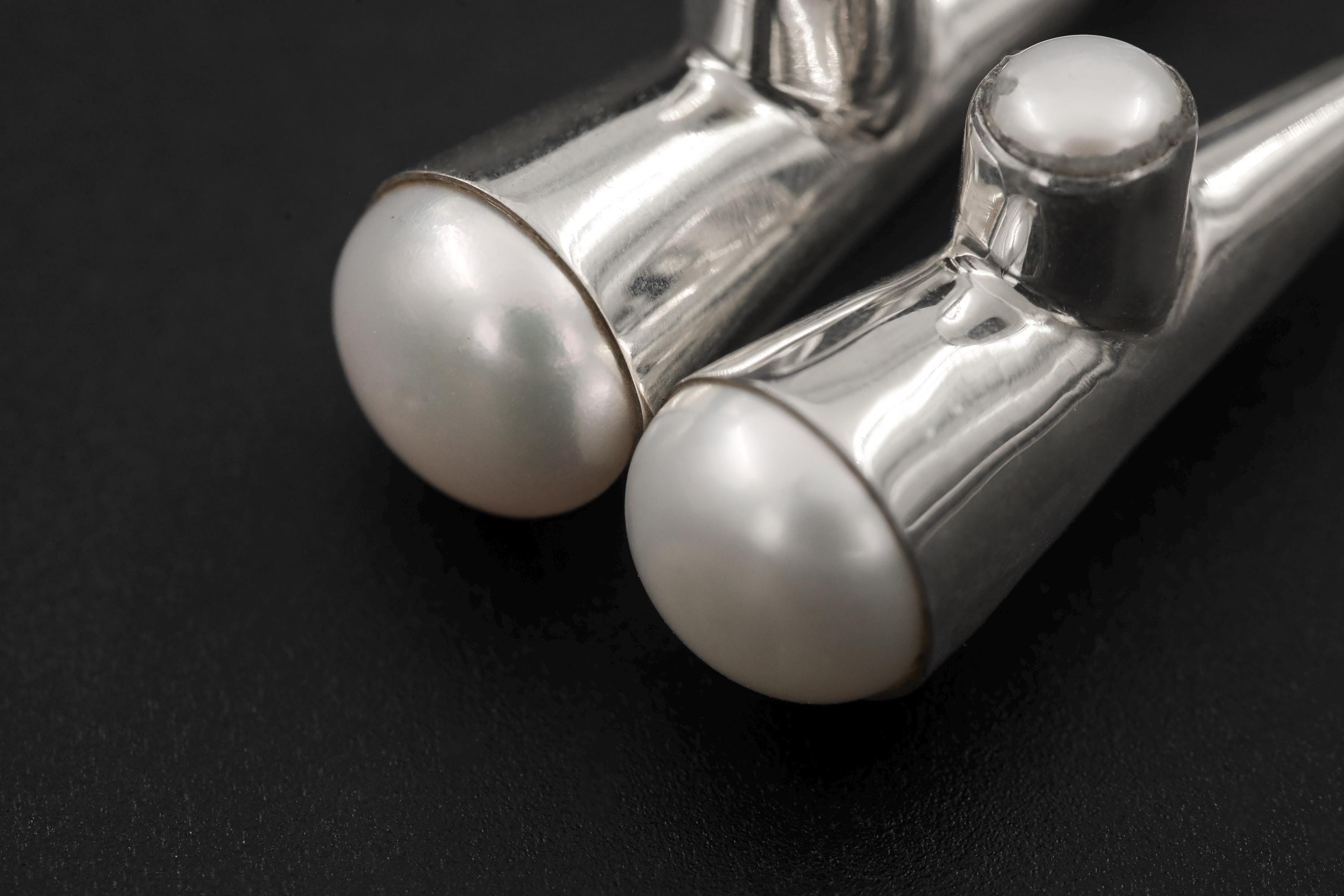 Pearl Drop Dangle Earrings 925 Sterling Silver High Shine Polish Round Pearl Cone Earrings Elegant Minimalist Pearl Jewelry Gift
