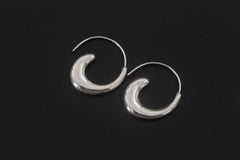 Wave Crescent Silver Earrings 925 Sterling Hoop Earrings High Shine Polish Minimalist Ocean Jewelry Boho Elegant Statement Gift