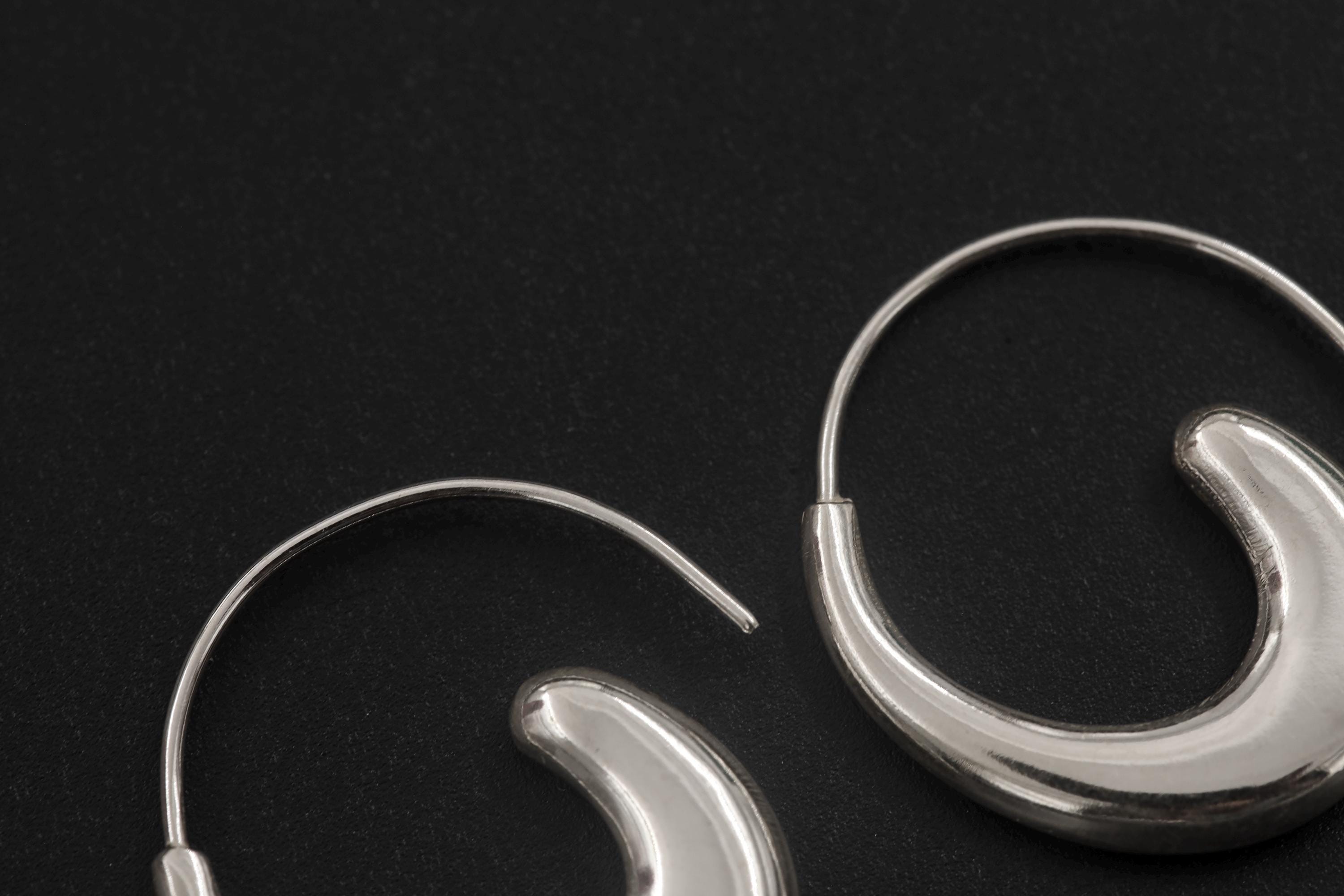 Wave Crescent Silver Earrings 925 Sterling Hoop Earrings High Shine Polish Minimalist Ocean Jewelry Boho Elegant Statement Gift