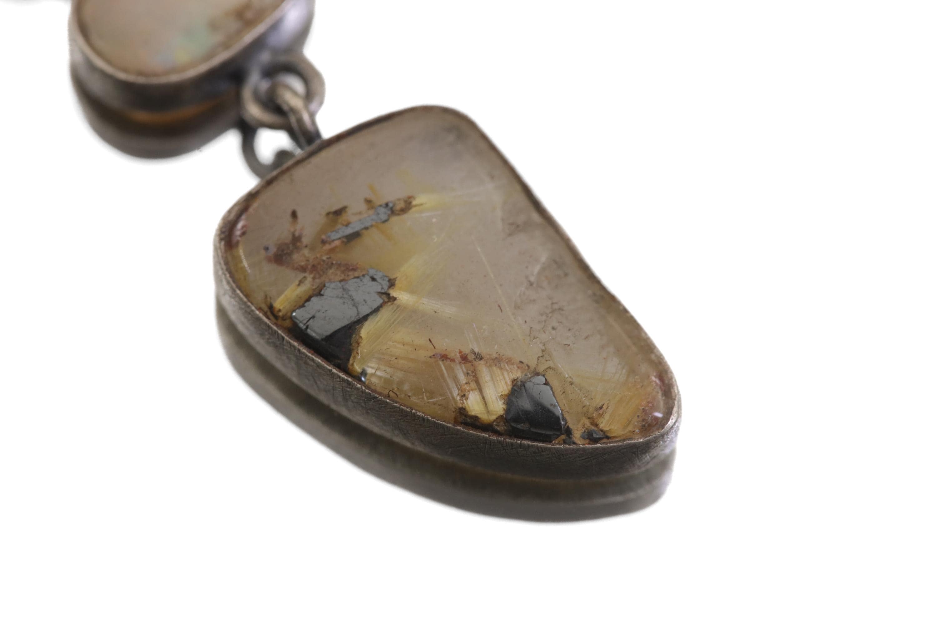 Matrix Turquoise Pendant 925 Silver Double Stone Marquise Cabochon Necklace Sagittarius Throat Chakra Gift